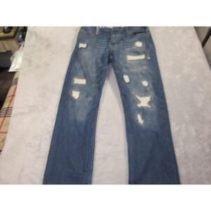 Do Denim Jeans Mens 38x33 Blue Distressed Ripped Patchwork Heavy Cotton DXM-005